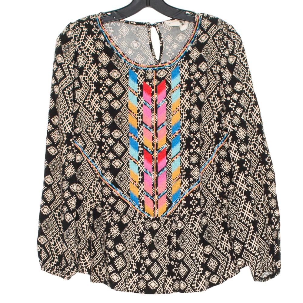 Savanna Jane Embroidered Top Boho Southwestern Festival Peasant Hippie Flowy M